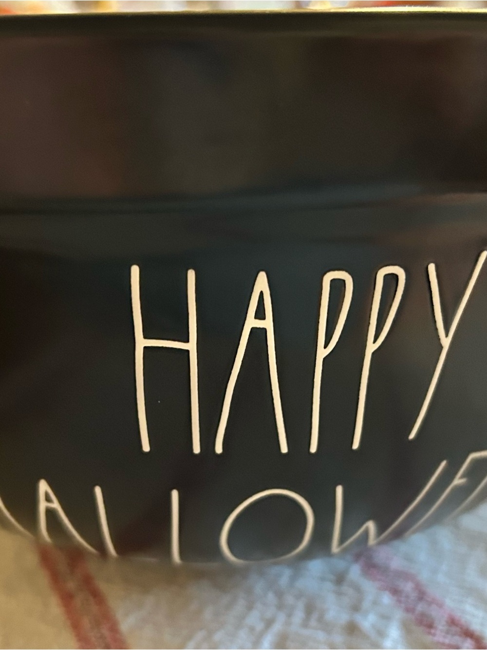Rae Dunn Black Bowl with White "HAPPY" Lettering